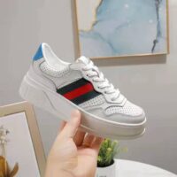 Gucci GG Unisex GG Sneaker with Web White Leather Green and Red Web