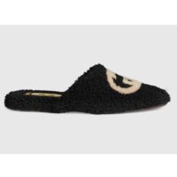 Gucci GG Unisex Slipper with Interlocking G Light Black Interlocking G Merino Wool