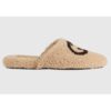 Gucci GG Unisex Slipper with Interlocking G Light Brown Interlocking G Merino Wool