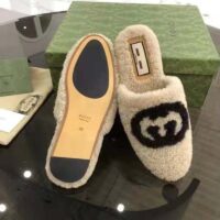 Gucci GG Unisex Slipper with Interlocking G Light Brown Interlocking G Merino Wool