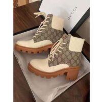 Gucci GG Women’s GG Ankle Boot Beige Ebony GG Supreme Canvas 7 cm Heel