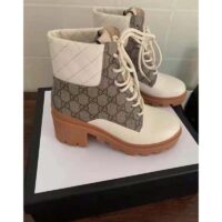 Gucci GG Women’s GG Ankle Boot Beige Ebony GG Supreme Canvas 7 cm Heel