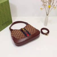 Gucci Unisex Beige and Burgundy Original GG Canvas Burgundy Leather