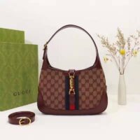 Gucci Unisex Beige and Burgundy Original GG Canvas Burgundy Leather