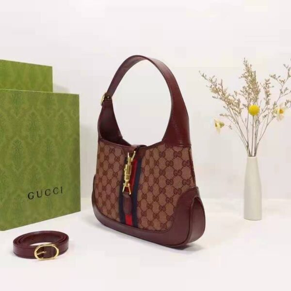 Gucci Unisex Beige and Burgundy Original GG Canvas Burgundy Leather (3)