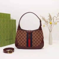 Gucci Unisex Beige and Burgundy Original GG Canvas Burgundy Leather