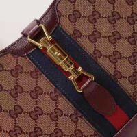 Gucci Unisex Beige and Burgundy Original GG Canvas Burgundy Leather