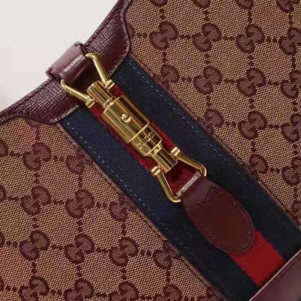 Gucci Unisex Beige and Burgundy Original GG Canvas Burgundy Leather (5)