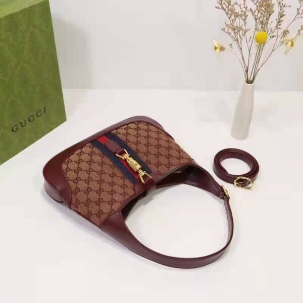 Gucci Unisex Beige and Burgundy Original GG Canvas Burgundy Leather (9)