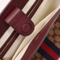 Gucci Unisex Ophidia Medium Tote with Web Beige and Burgundy Original GG Canvas