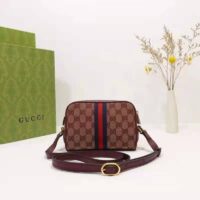 Gucci Unisex Ophidia Mini Bag with Web Beige and Burgundy Original GG Canvas