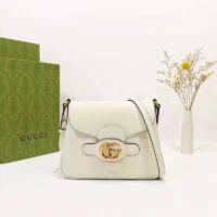 Gucci Unisex Small Messenger Bag with Double G White Leather Antique Gold-Toned Hardware