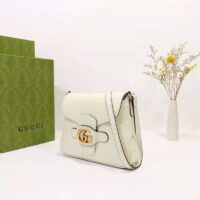 Gucci Unisex Small Messenger Bag with Double G White Leather Antique Gold-Toned Hardware