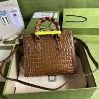 Gucci Women Gucci Diana Small Crocodile Tote Bag Double G Brown Crocodile