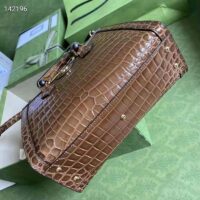 Gucci Women Gucci Diana Small Crocodile Tote Bag Double G Brown Crocodile