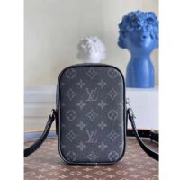 Louis Vuitton LV Unisex Danube PPM Monogram Eclipse Coated Canvas Blue Cowhide Leather