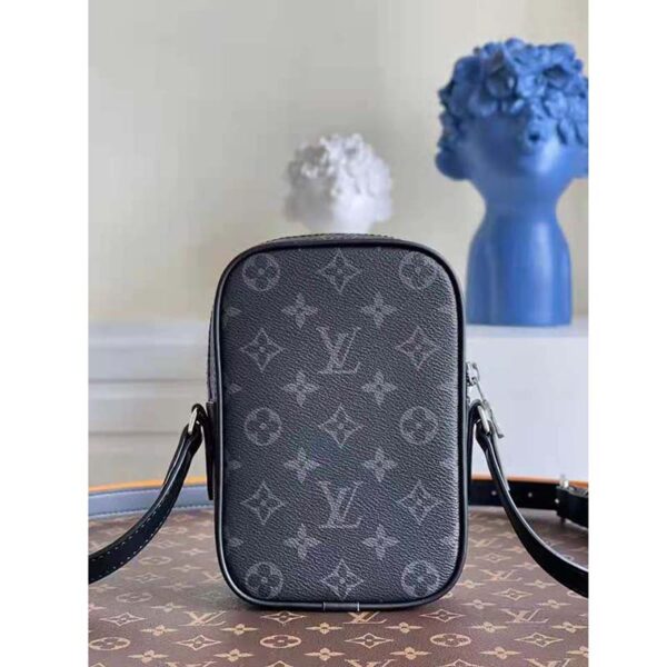 Louis Vuitton LV Unisex Danube PPM Monogram Eclipse Coated Canvas Blue Cowhide Leather (6)