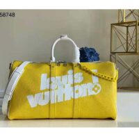 Louis Vuitton LV Unisex Keepall Bandoulière 55 bag Acetate Chain Yellow Grained Cowhide Leather