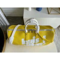 Louis Vuitton LV Unisex Keepall Bandoulière 55 bag Acetate Chain Yellow Grained Cowhide Leather