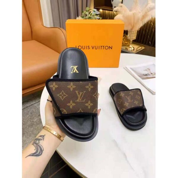 Louis Vuitton LV Unisex Miami Mule Ebene Monogram Canvas Velcro Strap (12)