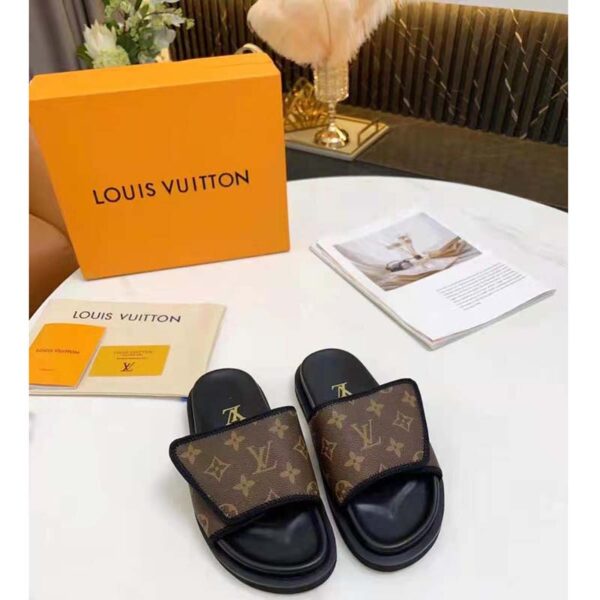 Louis Vuitton LV Unisex Miami Mule Ebene Monogram Canvas Velcro Strap (6)