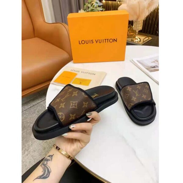 Louis Vuitton LV Unisex Miami Mule Ebene Monogram Canvas Velcro Strap (7)