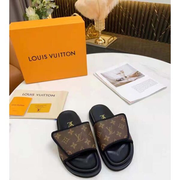 Louis Vuitton LV Unisex Miami Mule Ebene Monogram Canvas Velcro Strap (8)