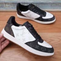 Louis Vuitton LV Unisex Rivoli Sneaker Ebene Monogram Canvas Rubber Black Calf Leather