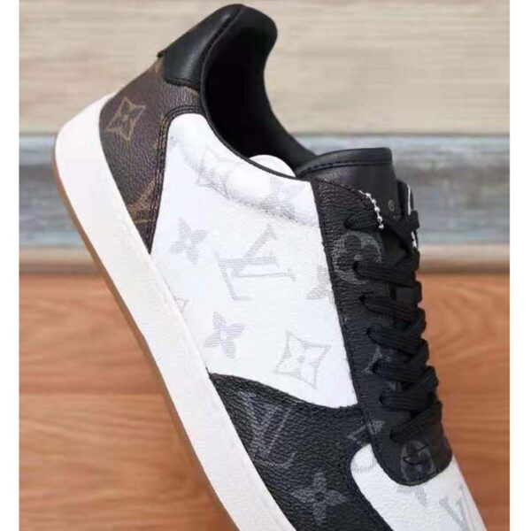 Louis Vuitton LV Unisex Rivoli Sneaker Ebene Monogram Canvas Rubber Black Calf Leather (9)