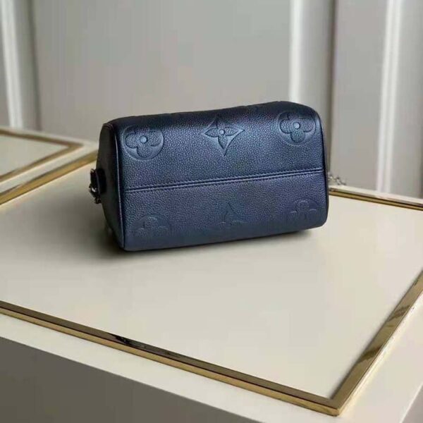 Louis Vuitton LV Unisex Speedy Bandoulière 20 Navy Nacre Embossed Grained Cowhide Leather (5)