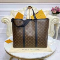 Louis Vuitton LV Unisex WeekEnd Tote GM Monogram Macassar Coated Canvas Cowhide Leather