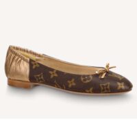 Louis Vuitton LV Women Joy Ballerina Gold Patent Monogram Canvas Metallic Lambskin