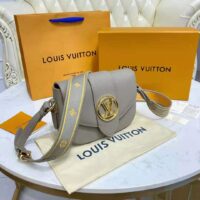 Louis Vuitton LV Women LV Pont 9 Soft MM Gris Taupe Summer Gold Grained Calfskin