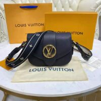 Louis Vuitton LV Women LV Pont 9 Soft MM Noir Crème Grained Calfskin Smooth Cowhide