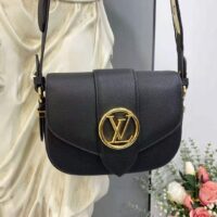 Louis Vuitton LV Women LV Pont 9 Soft MM Noir Crème Grained Calfskin Smooth Cowhide