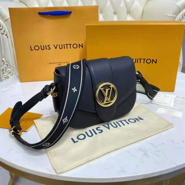 Louis Vuitton LV Women LV Pont 9 Soft MM Noir Crème Grained Calfskin Smooth Cowhide (3)