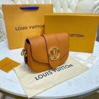 Louis Vuitton LV Women LV Pont 9 Soft MM Sienne Dorée Mocaccino Grained Calfskin Smooth Cowhide