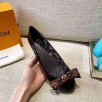 Louis Vuitton LV Women Popi Flat Ballerina Black Patent Calf Leather Monogram Nylon Bow