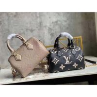 Louis Vuitton Women Speedy Bandoulière 25 Handbag Black Beige Embossed Grained Cowhide Leather