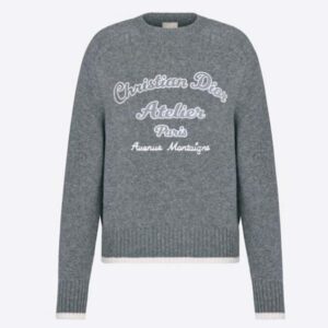 Dior CD Women Christian Dior Atelier Sweater Gray Wool Jersey