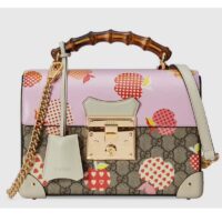 Gucci GG Women Les Pommes Padlock Small Bag GG Supreme Canvas