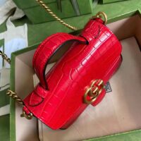 Gucci Women GG Marmont Crocodile Mini Top Handle Bag Red