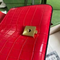 Gucci Women GG Marmont Crocodile Mini Top Handle Bag Red