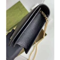 Gucci Women GG Marmont Leather Mini Chain Bag Black Metal Free Tanned Leather Double G