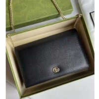 Gucci Women GG Marmont Leather Mini Chain Bag Black Metal Free Tanned Leather Double G