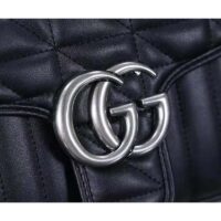 Gucci Women GG Marmont Medium Shoulder Bag Black Matelassé Double G