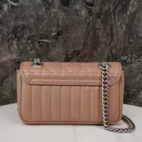 Gucci Women GG Marmont Mini Shoulder Bag Beige Double G Matelassé