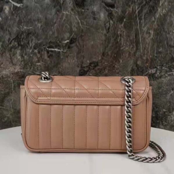 Gucci Women GG Marmont Mini Shoulder Bag Beige Double G Matelassé (14)