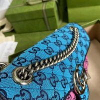 Gucci Women GG Marmont Multicolor Small Shoulder Bag Blue Pink Canvas