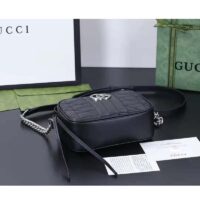 Gucci Women GG Marmont Small Shoulder Bag Black Matelassé Leather